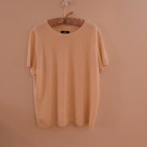 Lands’ End Cashmere Short Sleeve Crewneck Sweater Cream 1X
